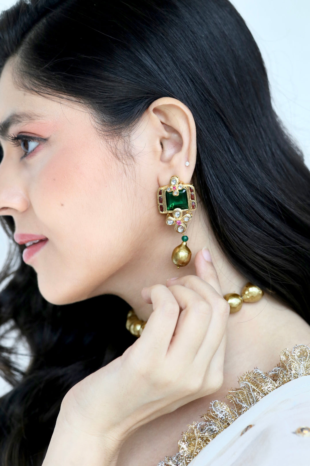 Scarlet Emerald Earrings