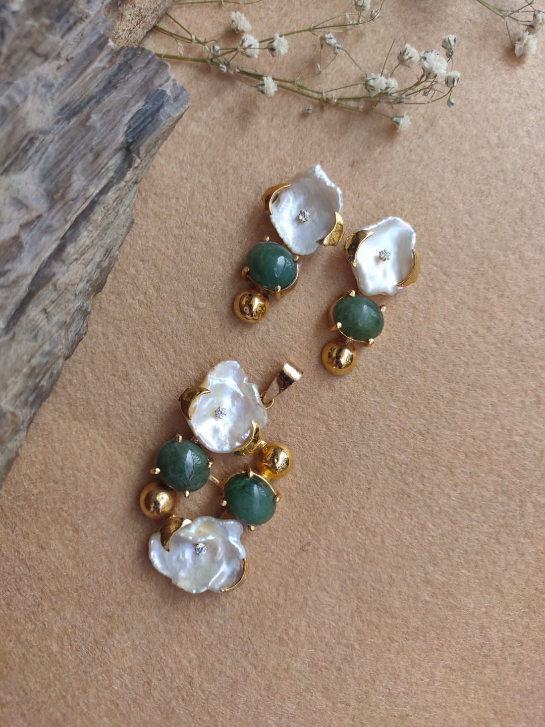 Emerald Toffee Pendant Set