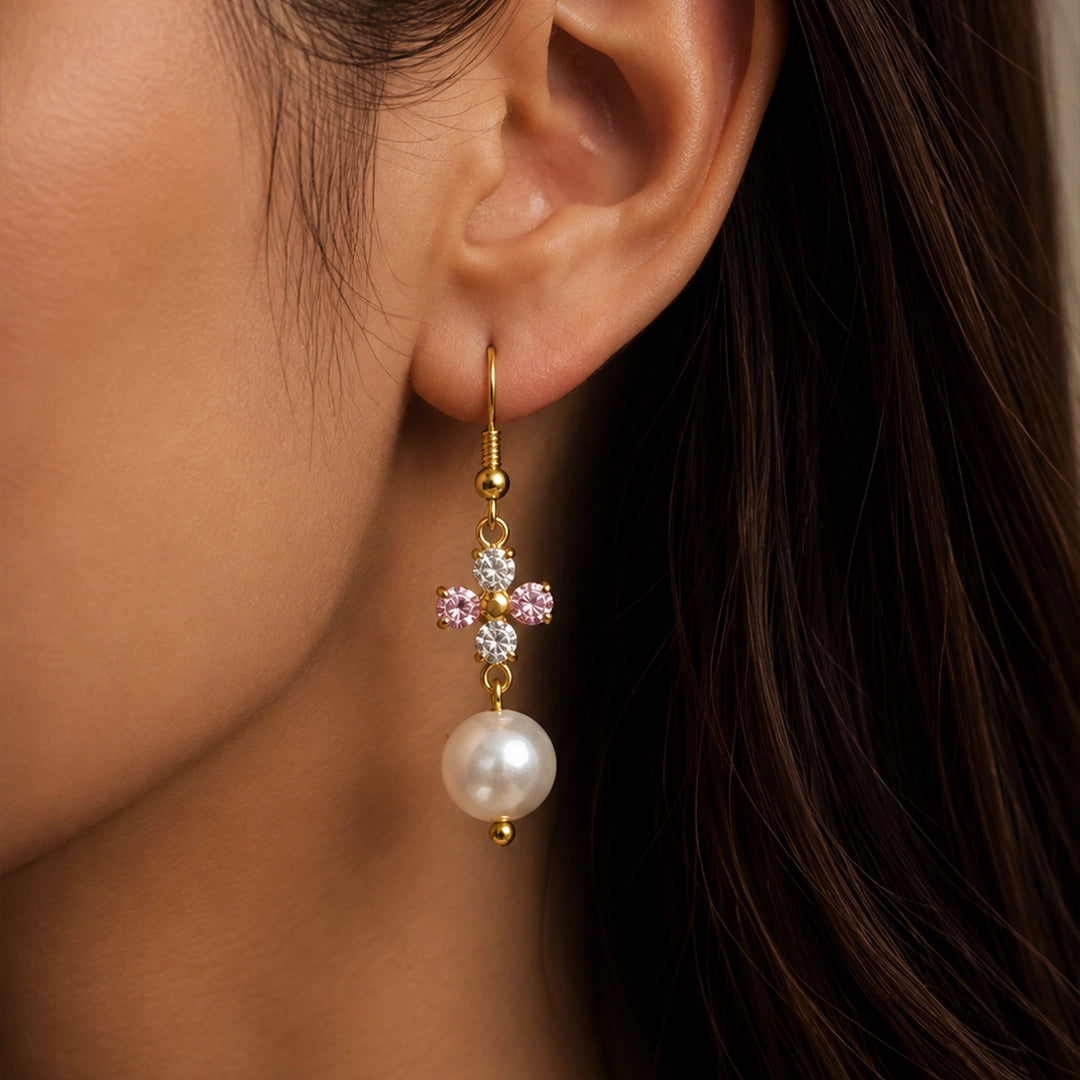 Blushing pearl earrings