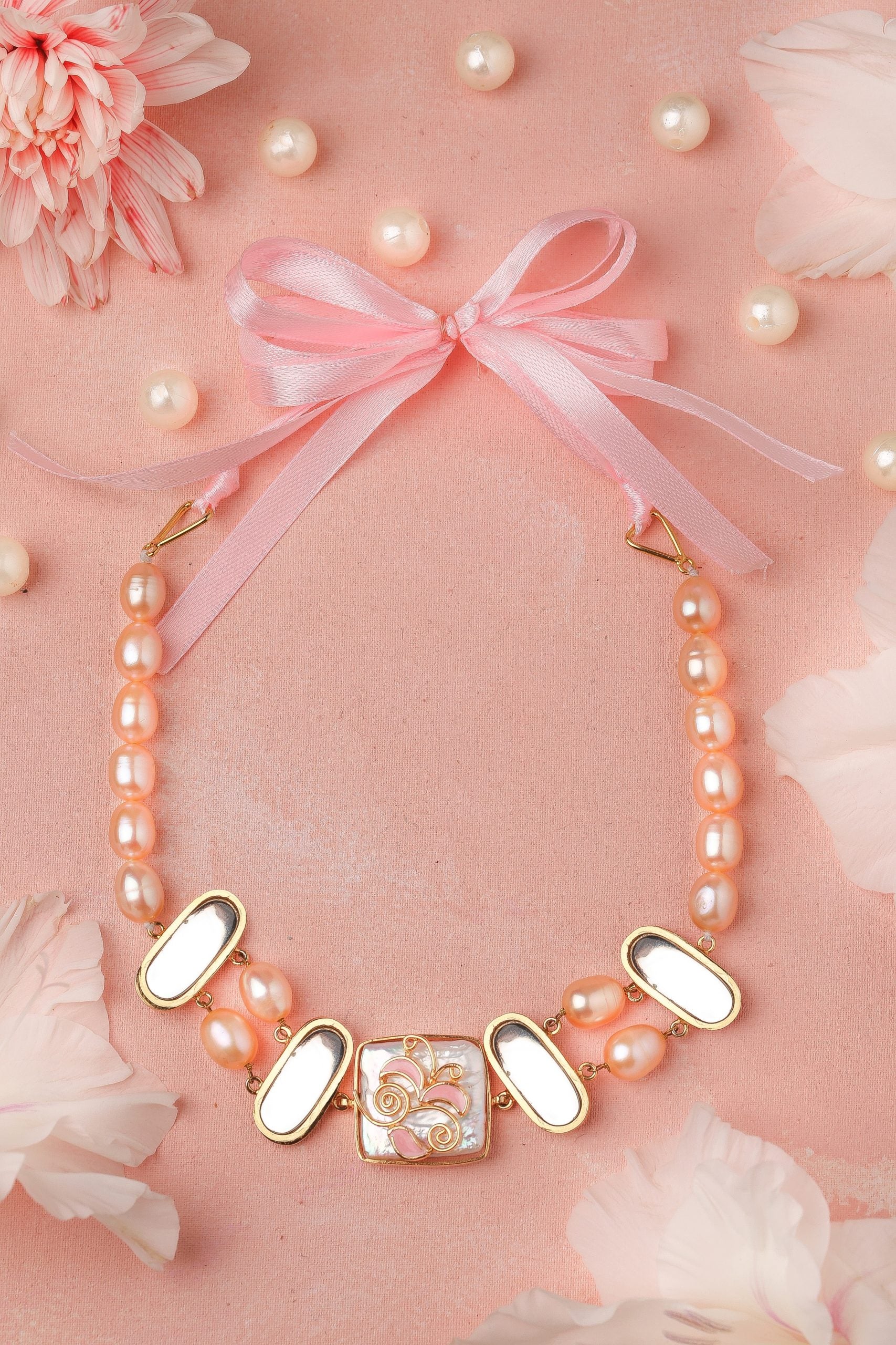Pink Amber Choker Necklace