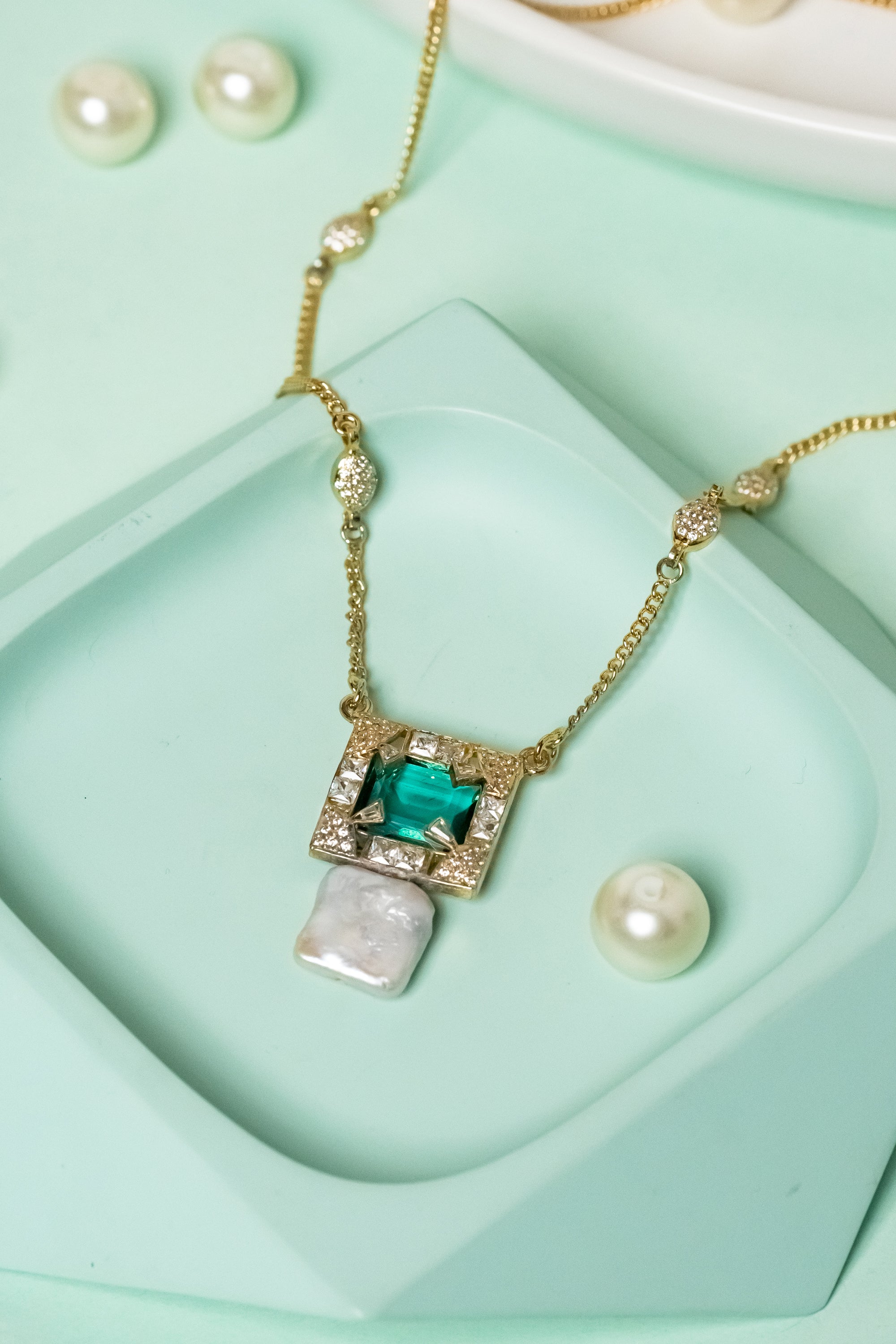Teal Mousse Necklace