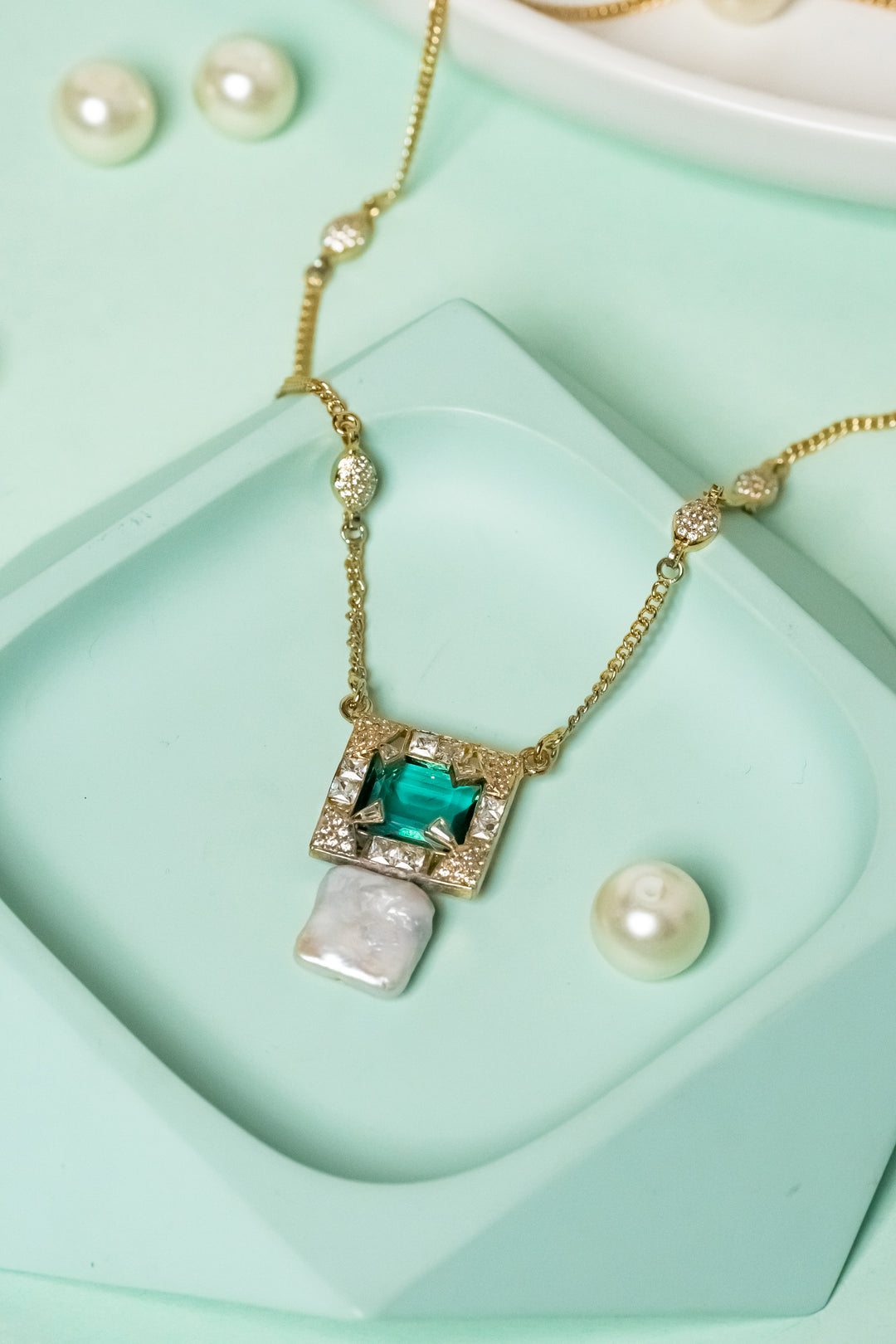 Teal Mousse Necklace