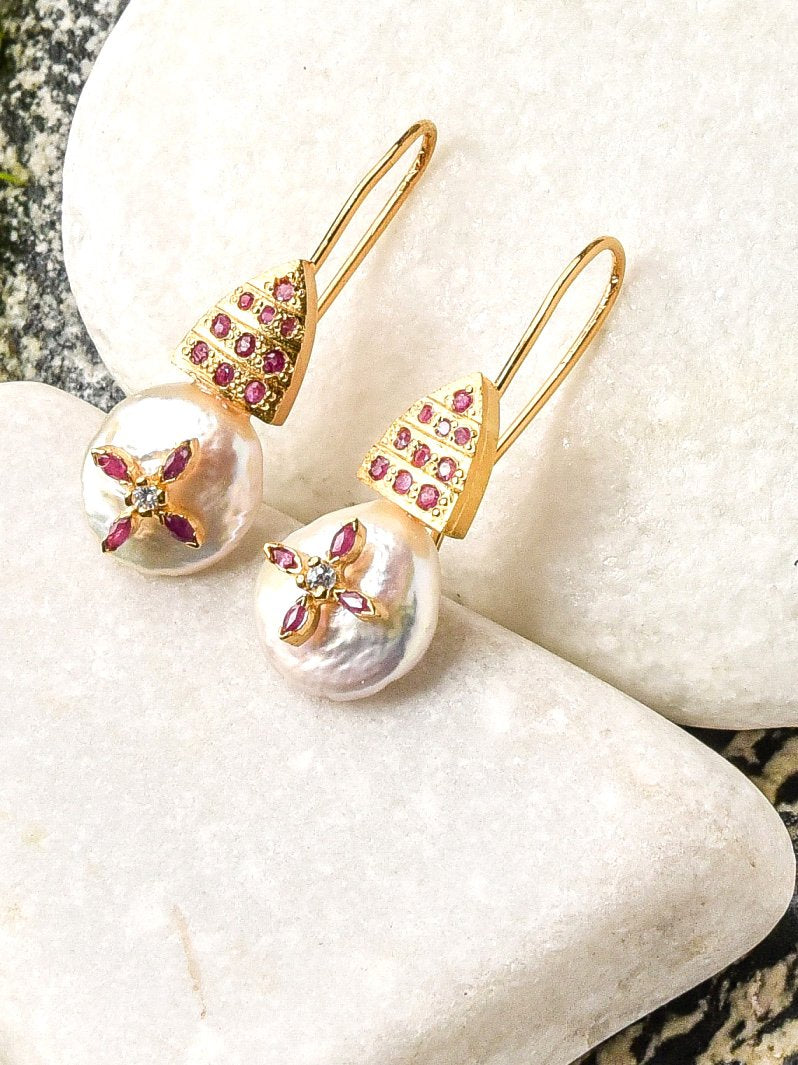 Floral Love - Rubies Earrings