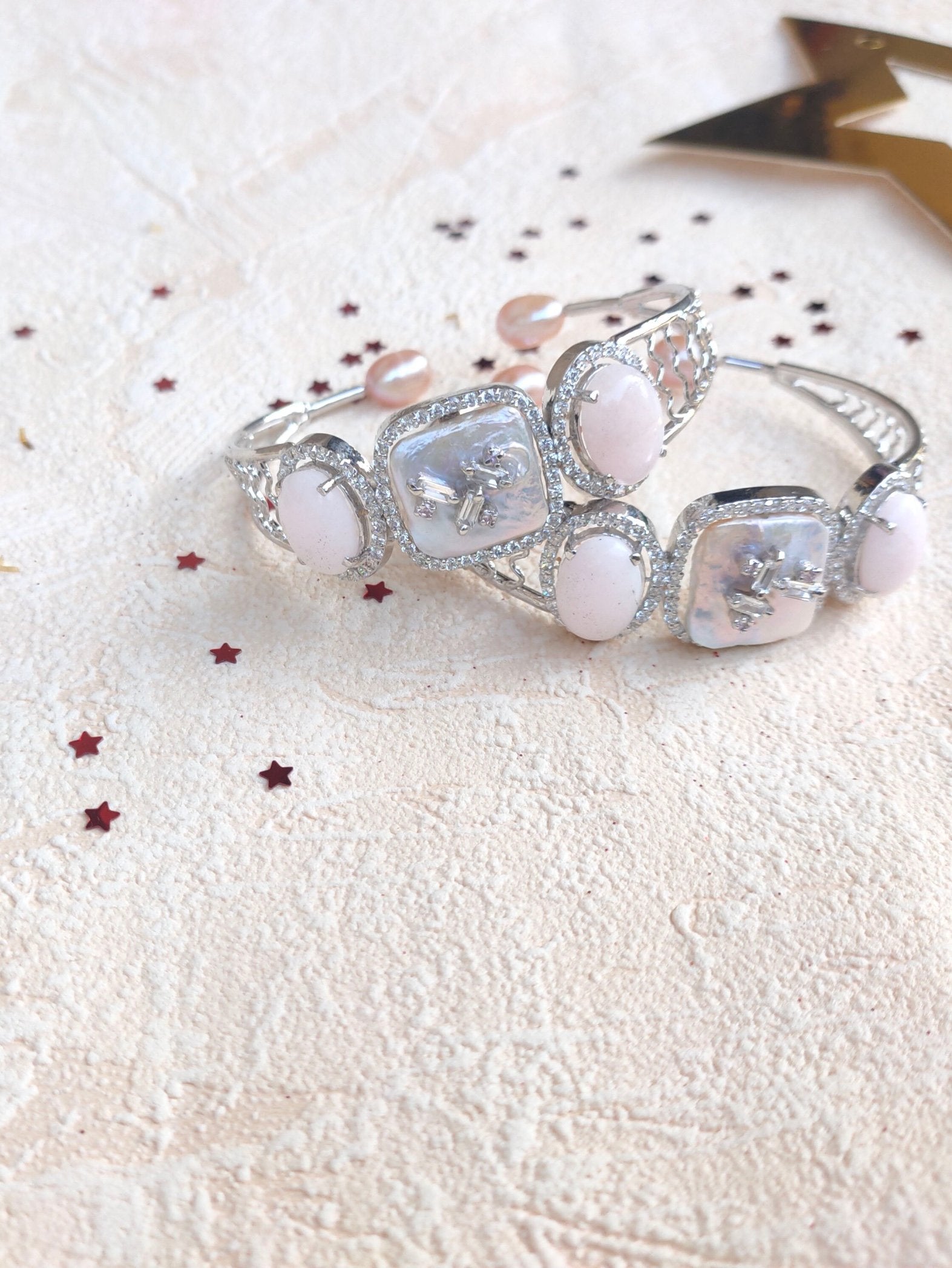 White Bloom Cuff Bracelet